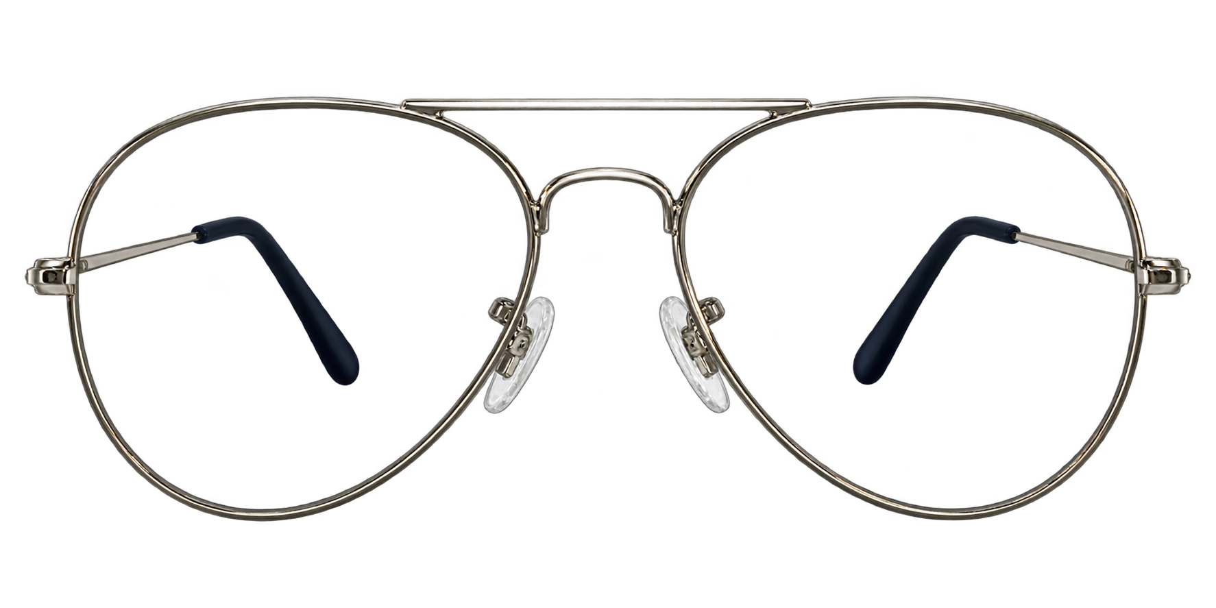 Silver Metal Aviator Optical Frame with Double Bridge eyewear