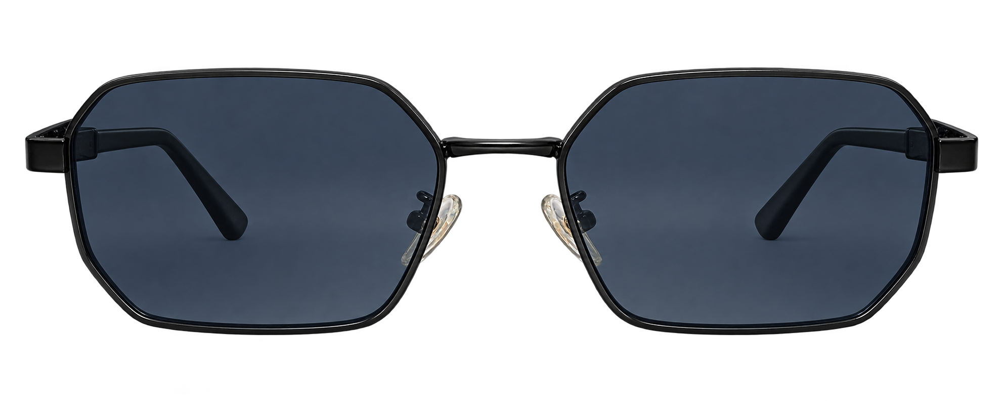 Black Geometric Sunglasses with Blue Grey Tinted Lenses eyewear