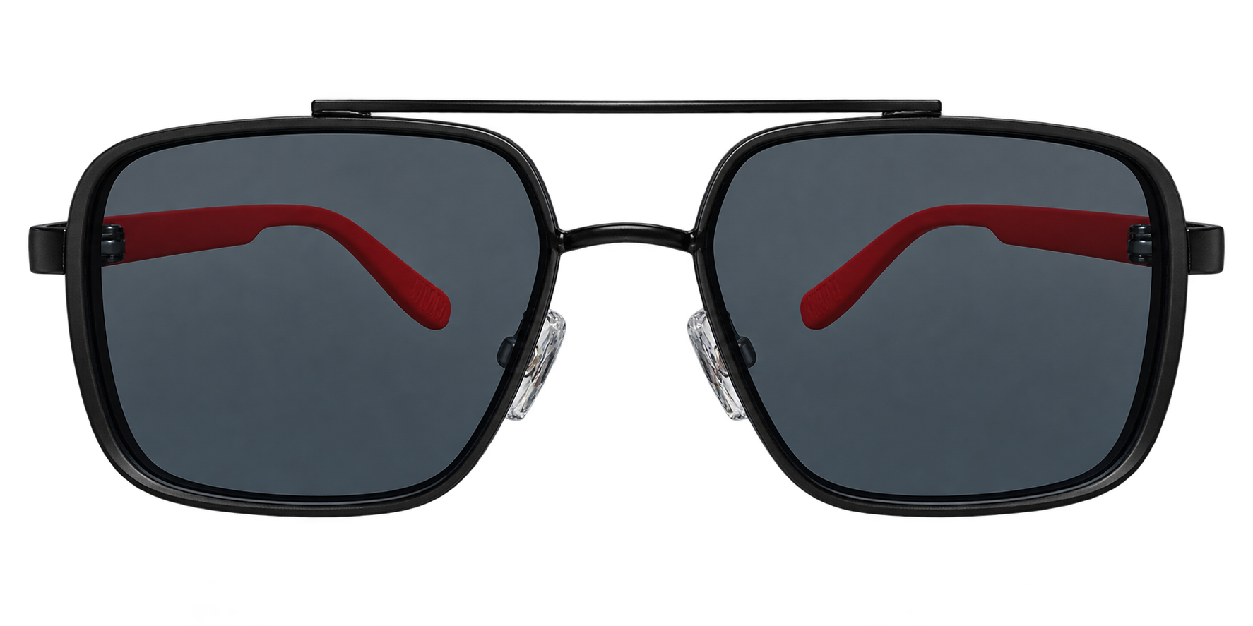 Black & Red Square Sunglasses with Dark Grey Tinted Lenses eyewear