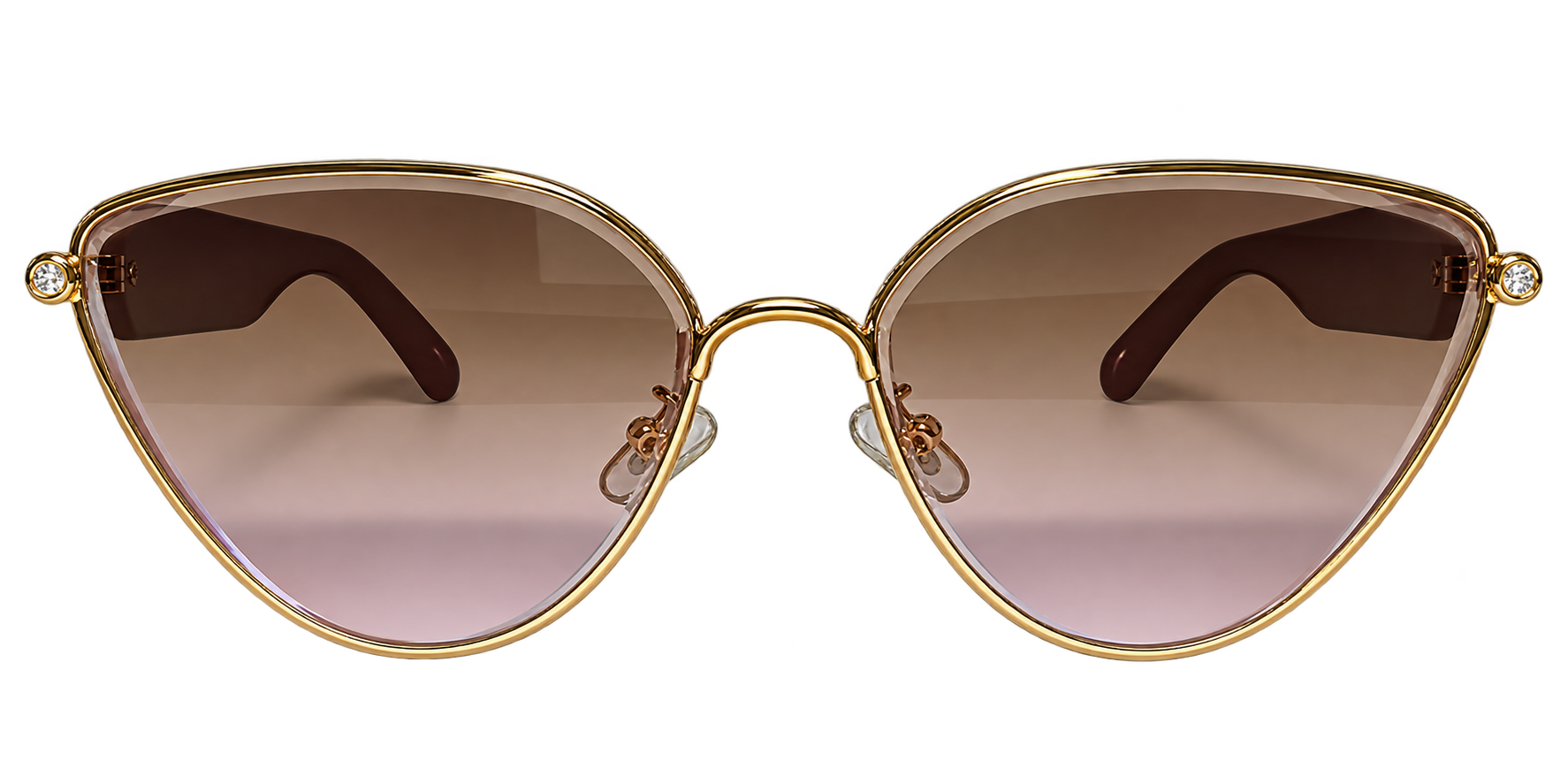 Gold Cat Eye Sunglasses with Brown Pink Gradient Lenses eyewear